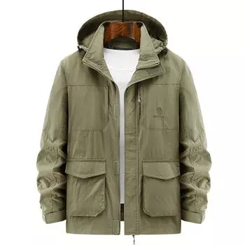 Весна и осень Новая повседневная куртка большого размера с множеством карманов для активного отдыха Мужская спортивная куртка M серый