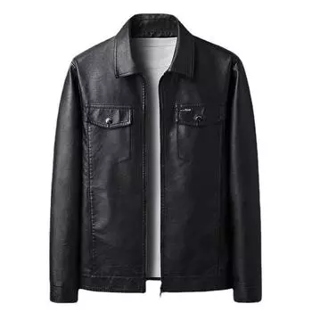 Весна и осень, новая повседневная куртка из искусственной кожи для мужчин среднего возраста, повседневная кожаная куртка с лацканами, наряд для папы M