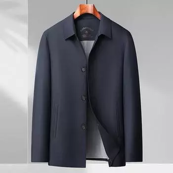 Весна и осень Новая тонкая молочная шелковая куртка Мужская универсальная повседневная куртка Куртки для людей среднего и пожилого возраста M