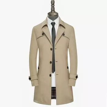 Весна и осень Новая тонкая ветровка мужская ветровка средней длины пальто корейский стиль модная тонкая и красивая мужская куртка M