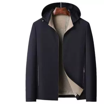 Весна и осень, новая версия со съемной кепкой для среднего и молодого возраста, легкая роскошная деловая повседневная куртка на молнии 170 темно-синий