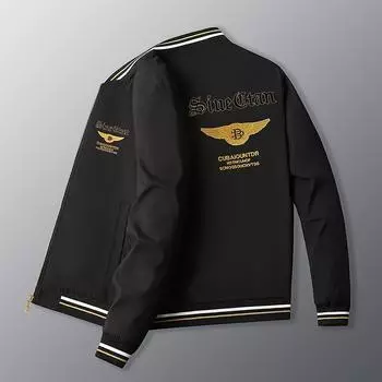 Весна и осень Новая вышитая куртка-пилот для мужчин с длинным рукавом Корейская версия Тренд Молодежная мода M белый