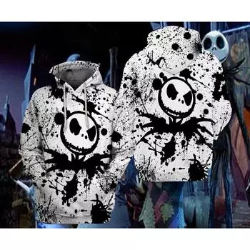 Весна и осень Новинка 3D-печать TNBC Джек Скеллингтон унисекс пара толстовка детская уличная досуг спорт большой пуловер S