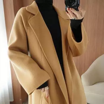 Весна и осень новое модное шерстяное пальто большого размера женское длинное до колена свободное шерстяное шерстяное пальто серое M 47.5kg