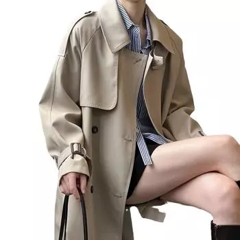 Весна и осень Новое среднее и длинное тренчкот Женское популярное пальто XS
