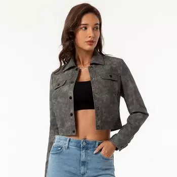 Весна и осень Новое тонкое кожаное пальто Женский многокарманный кардиган Повседневная куртка Модная и популярная повседневная куртка S