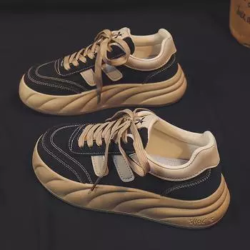 Весна и осень Новые белые туфли студенческие женские модные на платформе увеличивающие рост дышащие повседневные туфли скейтборд обувь уличная съемка 35