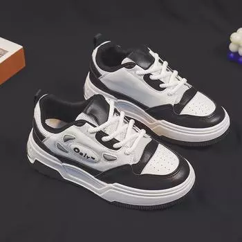 Весна и осень Новые цветные белые туфли Женские туфли на толстой подошве Дышащие кроссовки Повседневная обувь Женская обувь Wild 35