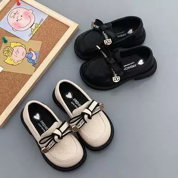 Весна и осень Новые детские туфли Bean Single Shoes 23 yards чёрный