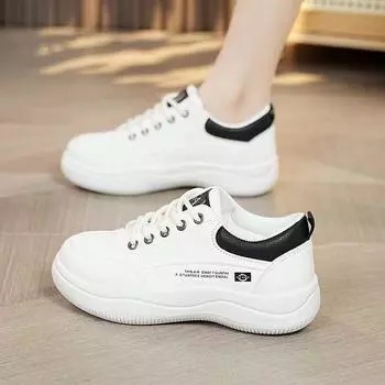 Весна и осень Новые кожаные белые туфли для женщин Универсальная женская обувь Мягкая подошва Мягкая поверхность Удобные студенческие кроссовки для бега 35