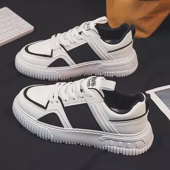 Весна и осень Новые кожаные мужские туфли Дышащие кроссовки Мужские белые туфли Повседневная обувь Нескользящая спортивная обувь Мужская обувь 39