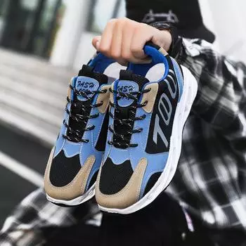 Весна и осень Новые кроссовки, подходящие по цвету, модные дышащие кроссовки для бега, мужская спортивная обувь 39 синий