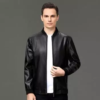 Весна и осень Новые куртки из натуральной кожи Мужская бейсбольная форма Куртки из овчины с круглым вырезом Молодежные мотоциклетные куртки 170