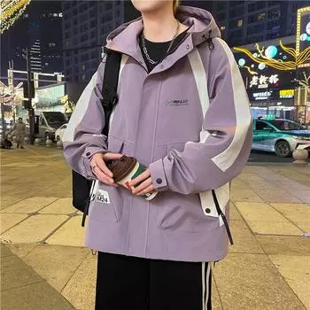 Весна и осень Новые куртки Свободные с капюшоном Тренд Повседневный M