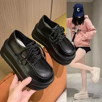 Весна и осень новые маленькие белые туфли женские на толстой подошве маленькие мужские увеличивающие рост на 8 см универсальные повседневные спортивные туфли одинарные туфли маффин доска 35