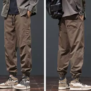 Весна и осень новые модные американские комбинезоны мужские свободные брюки однотонные повседневные спортивные брюки большого размера для мужчин 2XL серый