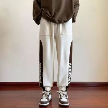 Весна и осень, новые модные американские однотонные универсальные повседневные брюки, свободные повседневные спортивные брюки, мужские большие размеры M-4XL M серый