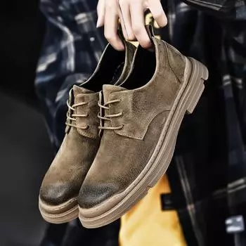 Весна и осень Новые модные британские мужские низкие ботинки Martin, повседневные кожаные туфли из полированной свиной кожи с защитой от вельвета 39