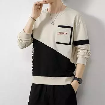 Весна и осень. Новые модные и красивые толстовки для мужчин, свободные и универсальные, повседневные спортивные свитера, топы с длинными рукавами, футболки для мужчин. M