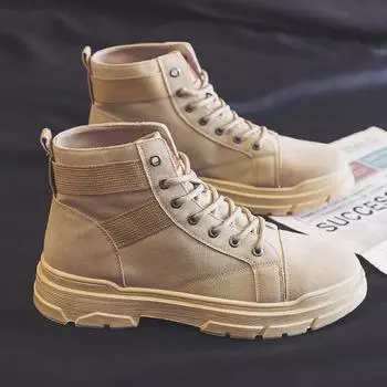 Весна и осень Новые мотоциклетные ботинки по щиколотку Мужские повседневные ботинки для мужчин со шнуровкой Туфли для инструментов Мужская мода Мужские ботинки 39 хаки