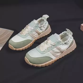 Весна и осень Новые мягкие кроссовки для спорта и моральной подготовки Женские кроссовки в студенческом стиле с цветными блоками, подходящие друг другу, дышащие, повседневные кроссовки для скейтбординга 35 зелёный