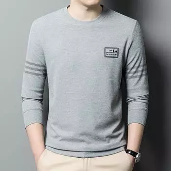 Весна и осень Новые мужские футболки с круглым вырезом для молодежи и среднего возраста Повседневные модные свитера Рубашки-борцовки M