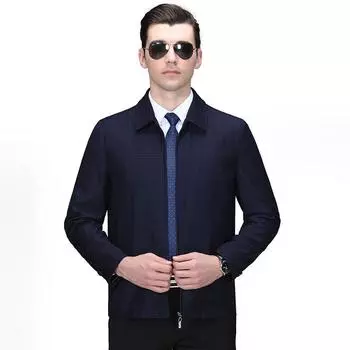 Весна и осень Новые мужские куртки для мужчин среднего и пожилого возраста Шерстяная куртка с лацканами для папы Куртка 165