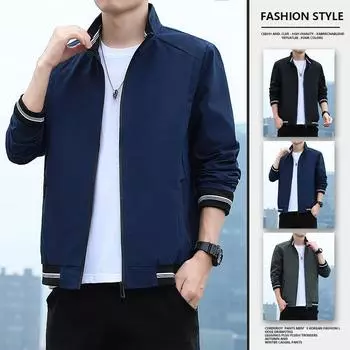 Весна и осень Новые мужские куртки с бейсбольным воротником Модные топы Весенние куртки Повседневные свободные куртки M
