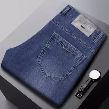 Весна и осень Новые мужские легкие джинсы класса люкс, повседневные мужские брюки, высококачественные свободные прямые длинные брюки 29