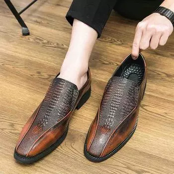 Весна и осень Новые мужские низкие повседневные модные ленивые мужские туфли на одну ногу с острым носком в деловом стиле для молодежи маленькие кожаные туфли 38