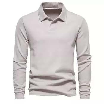Весна и осень, новые мужские повседневные однотонные топы с длинными рукавами и воротником, модные лацканы, универсальное поло S