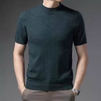 Весна и осень новые мужские повседневные полуводолазки с короткими рукавами, модные молодежные нижние рубашки M