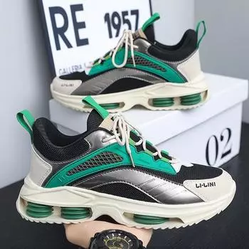 Весна и осень, новые мужские спортивные кроссовки на воздушной подушке, легкие, дышащие, универсальные сетчатые спортивные кроссовки для активного отдыха 2024 года 39 зелёный