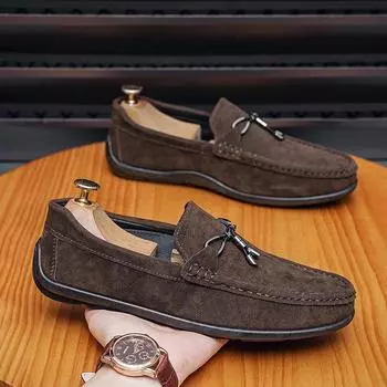 Весна и осень Новые мужские туфли Doudou Business Casual Loafers Антибархатные кожаные туфли Популярная британская мужская обувь 39