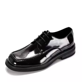 Весна и осень Новые мужские туфли ручной работы с квадратным носком в деловом стиле из кожи, британские дышащие туфли из кожи с большим носком, свадебные туфли 38 малиновый