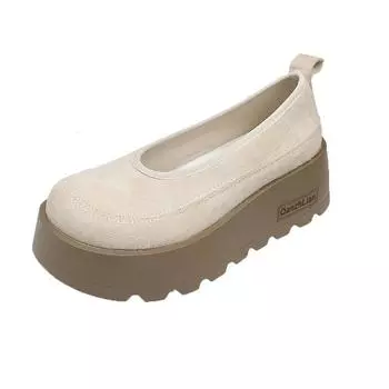 Весна и осень Новые однотонные ретро-туфли с круглым носком, модные, сексуальные, повседневные, с толстой подошвой, увеличивающие размер, одинарные туфли 35