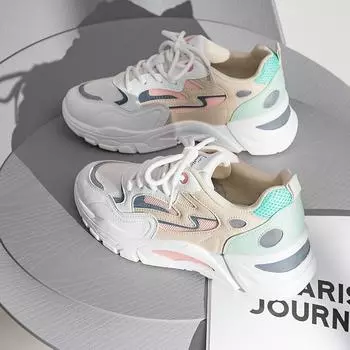 Весна и осень новые папины туфли женские студенческие корейские версии низкие толстые подошвы универсальные повседневные спортивные туфли беговые белые туфли 35 белый