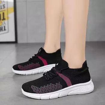 Весна и осень Новые повседневные туфли Женская обувь Flyknit Легкие и дышащие женские кроссовки Женская спортивная обувь 35 чёрный