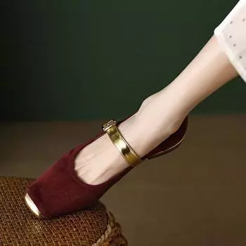 Весна и осень, новые ретро туфли Мэри Джейн, женские бордовые туфли на плоской подошве с квадратным носком, женские туфли с мягкой подошвой, удобные, с неглубоким носком, женские 35 бордовый