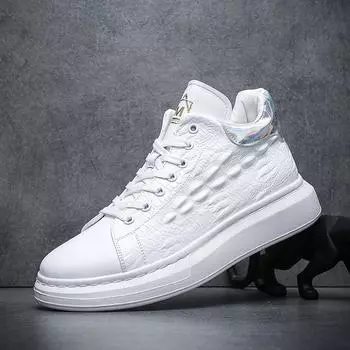 Весна и осень новые туфли мужские трендовые мужские туфли из коровьей кожи средней высоты модные туфли на мягкой подошве модные мужские туфли Вэньчжоу 38 белый