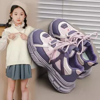 Весна и осень Новые удобные дышащие детские туфли для папы для девочек износостойкие кроссовки с мягкой подошвой 26 чёрный