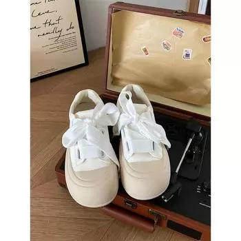 Весна и осень, новые универсальные и легкие туфли с большой головкой белого цвета, в гонконгском стиле, студенческие туфли с приподнятым дном для детей 35 белый
