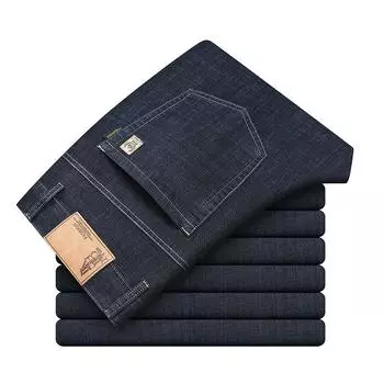 Весна и осень новые высококачественные плюшевые джинсы для мужчин прямые облегающие эластичные толстые повседневные брюки осенние и зимние мужские брюки 28