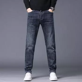 Весна и осень новые высококачественные плюшевые джинсы для мужчин прямые облегающие эластичные толстые повседневные брюки осенние и зимние мужские брюки 28