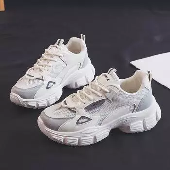 Весна и осень Новые женские нескользящие кроссовки для папы, универсальные дышащие кроссовки для студентов, повседневная обувь 35 чёрный