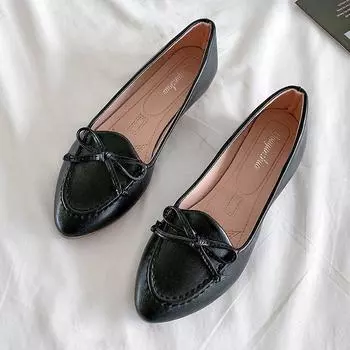 Весна и осень Новые женские туфли с заостренным носком и неглубоким носком на плоской подошве, однотонные повседневные туфли без застежек, туфли-лоферы на мягкой подошве 35 розовый