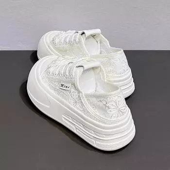 Весна и осень Новые женские туфли Сетчатые туфли Тонкие дышащие туфли с большой головой Повседневные туфли на платформе 35