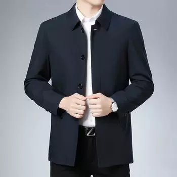 Весна и осень, новый деловой пиджак, мужской однотонный пиджак с лацканами, пиджак средней длины, мужской повседневный пиджак M