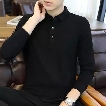 Весна и осень Новый корейский стиль лацкан однотонная рубашка поло с длинным рукавом модная пара интернет-знаменитость тот же стиль стильный универсальный топ M