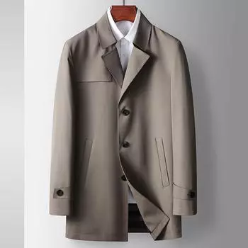 Весна и осень Новый лацкан Молодежь и средний возраст Легкий роскошный деловой однотонный повседневный тренчкот Tide 170 хаки